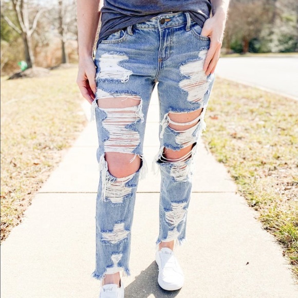 🔥 Cello Destroyed 100% Cotton Jeans HOT 🔥Boyfriend Girlfriend Straight leg - Picture 1 of 11